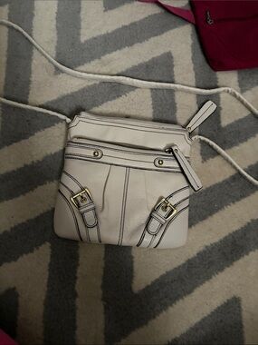 Women's White Crossbody Bag with Gold Hardware